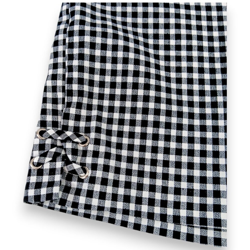 Ingredients- Women's-Gingham Checkered Black-White Shorts-Flat Panel-Summer - Picture 8 of 12